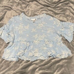 Altar'd State Sky Blue Floral Blouse